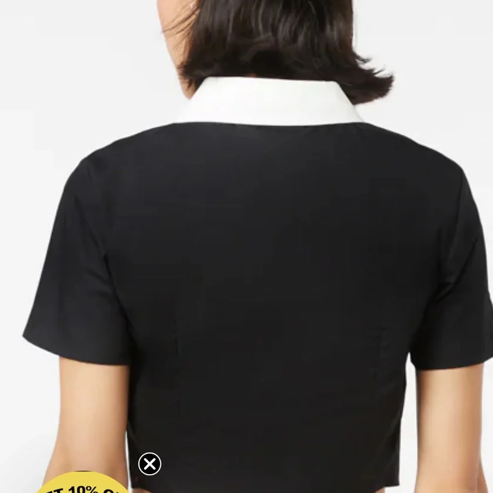 Dangerfield Black Cropped Team Peach Top with White Embroidered Collar - Picture 2 of 10